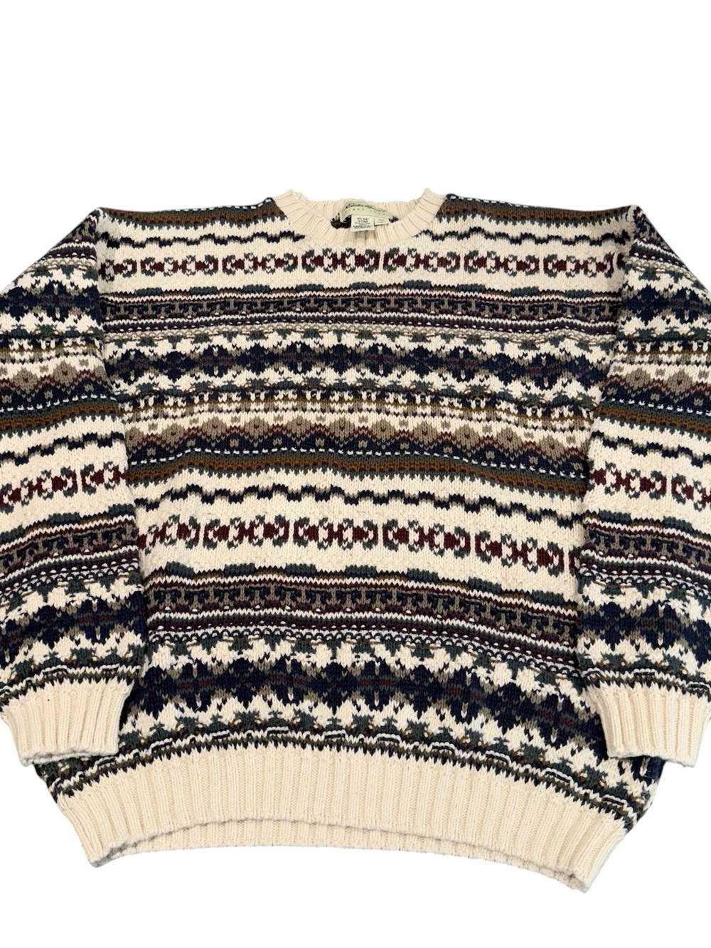 Vintage Eddie Bauer men’s large chunky fair isle sweater 90s